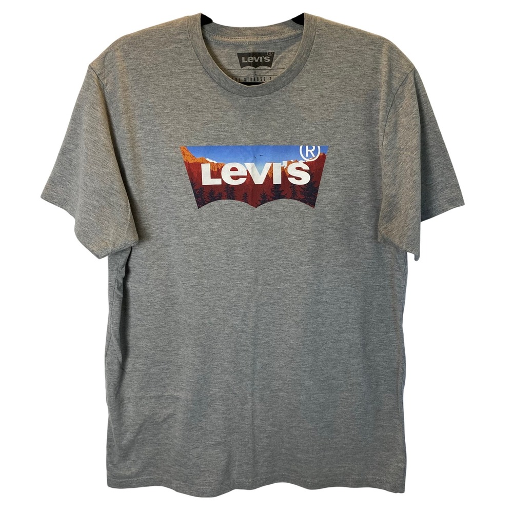 Levi's Graphic T-Shirt Mens Large Heather Grey Logo‎ Casual Everyday Outdoors